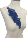 3D Royal Blue Flowers with Large Crystals on Royal Blue Lace